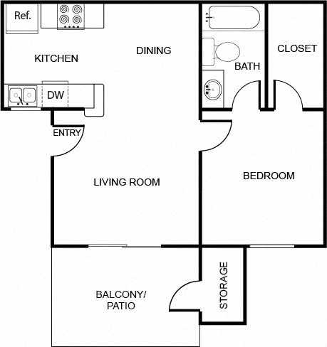 Country Villa Floor Plan 1BD 1BA 483sqft Country Villa Floor Plan 1BD 1BA 483sqft